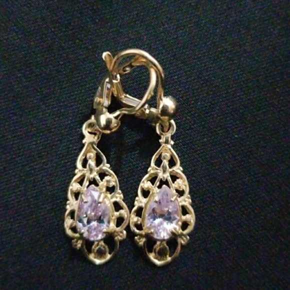 14k earrings solid gold natural topaz - Picture 1 of 5
